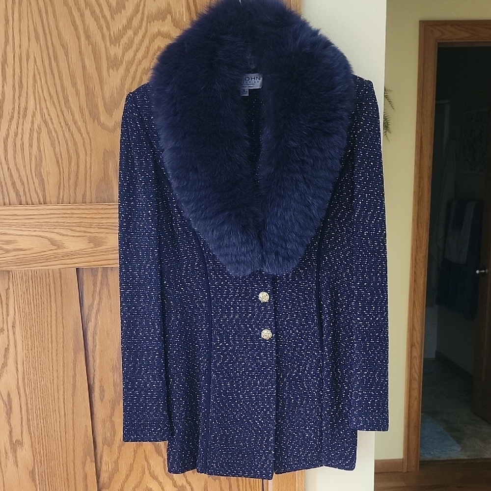 Women's Aubergine Fur Collar Jacket